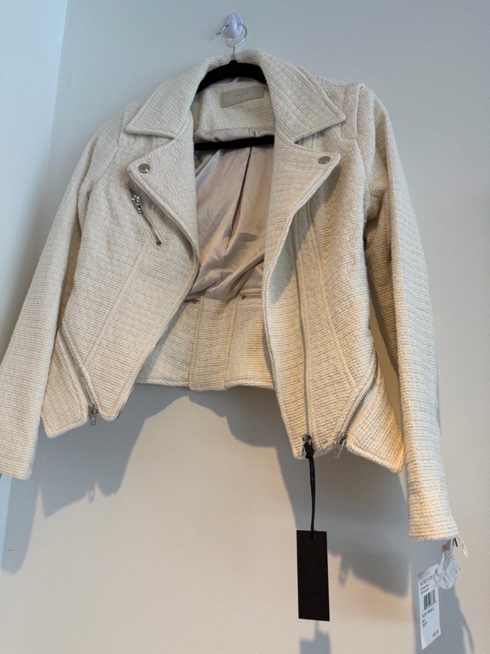 Blank NYC Ivory Textured Moto Blazer